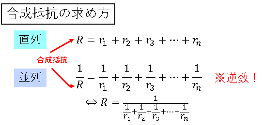 合成抵抗の求め方。直列と並列の公式